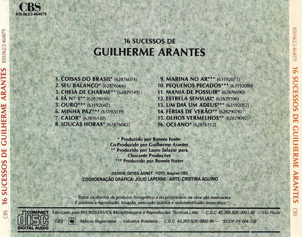 descargar álbum Guilherme Arantes - 16 Sucessos De Guilherme Arantes