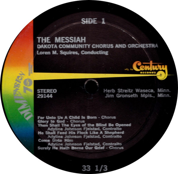 Album herunterladen Handel, Dakota Community Chorus And Orchestra, Loren M Squires - The Messiah