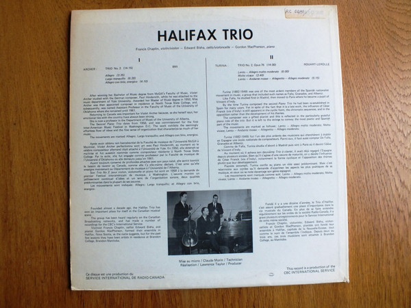 descargar álbum Halifax Trio, Violet Archer, Joaquín Turina - Halifax Trio