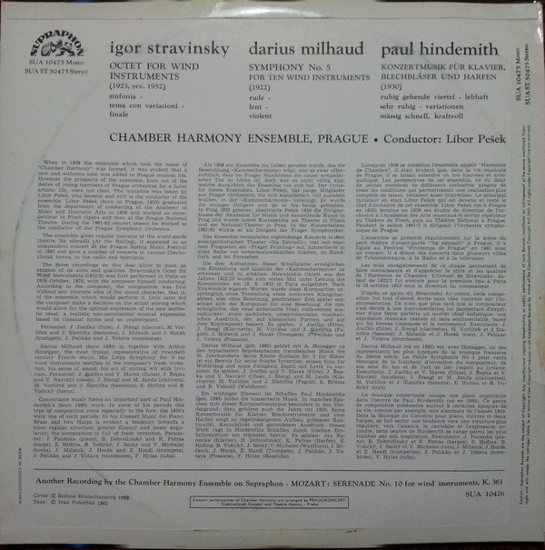 télécharger l'album Chamber Harmony Stravinsky Milhaud Hindemith - Octet Symphony Konzertmusik