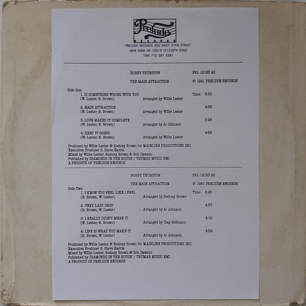 Bobby Thurston – The Main Attraction (1981, Vinyl) - Discogs