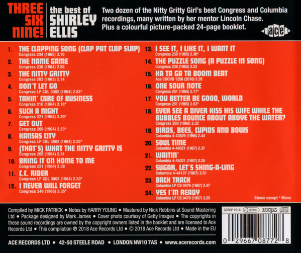 Album herunterladen Shirley Ellis - Three Six Nine The Best Of Shirley Ellis