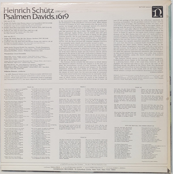 baixar álbum Heinrich Schütz Westphalian Choral Ensemble, Wilhelm Ehmann - Psalmen Davids 1619 Five Concertos For Soloists Choruses Instruments