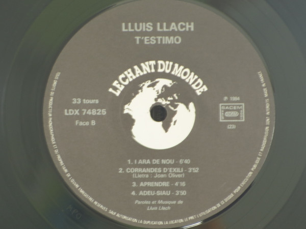 Lluís Llach - T'Estimo | Le Chant Du Monde (LDX 74825) - 4