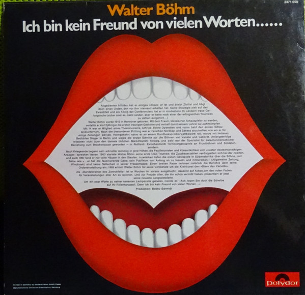 baixar álbum Walter Böhm - Ich Bin Kein Freund Von Vielen Worten