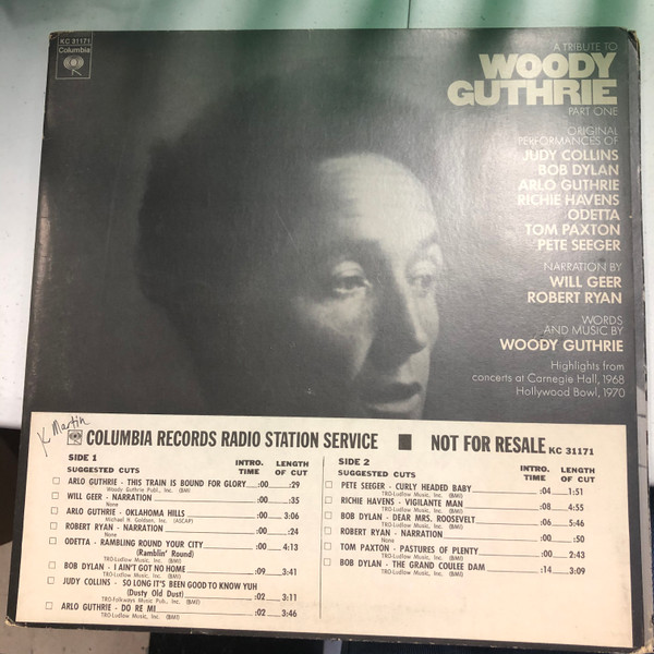 A Tribute To Woody Guthrie Part One (1972, Vinyl) - Discogs