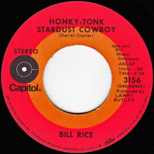 last ned album Bill Rice - Honky Tonk Stardust Cowboy
