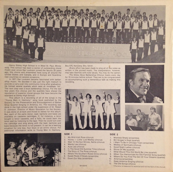 lataa albumi Henry Sibley High School Boy's Barbershop Chorus - Young Men In Harmony