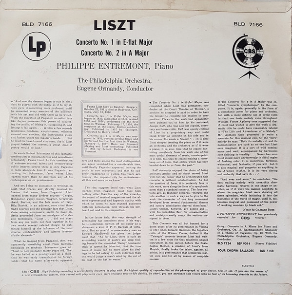 télécharger l'album Liszt Philippe Entremont, The Philadelphia Orchestra, Eugene Ormandy - Concertos Nos 1 And 2