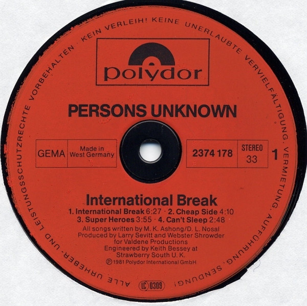Album herunterladen Persons Unknown - International Break