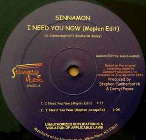 Sinnamon - I Need You Now (Moplen Edit) album cover
