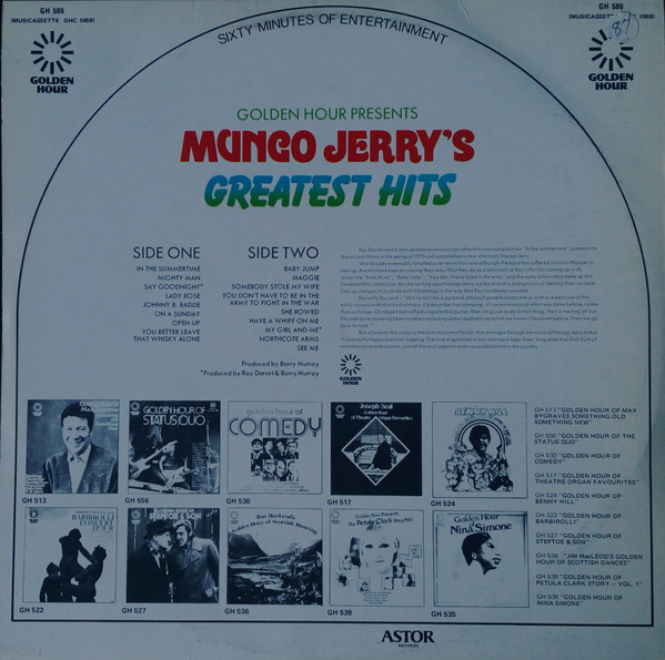 descargar álbum Mungo Jerry - Golden Hour Presents Mungo Jerrys Greatest Hits