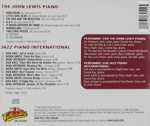 télécharger l'album John Lewis , Dick Katz, Derek Smith, René Urtreger - The John Lewis Piano Jazz Piano International