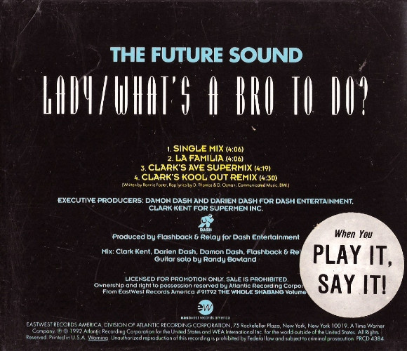 The Future Sound – Lady / What's A Bro To Do? (1992, CD) - Discogs