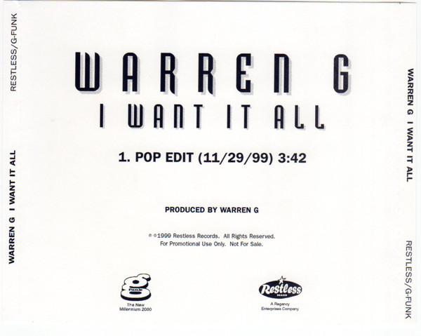 Warren G - I Want It All | Releases | Discogs