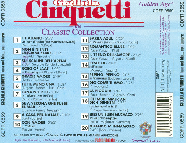 baixar álbum Gigliola Cinquetti - The Classic Collection Luna Nel Blu Con Amore