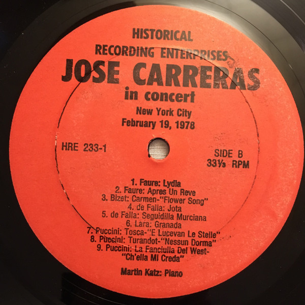 last ned album José Carreras - In Live Concert New York City February 191978