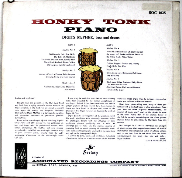 Digits McPhee - Digits Mcphee Plays Honky Tonk Piano | Society (SOC 1025) - 2