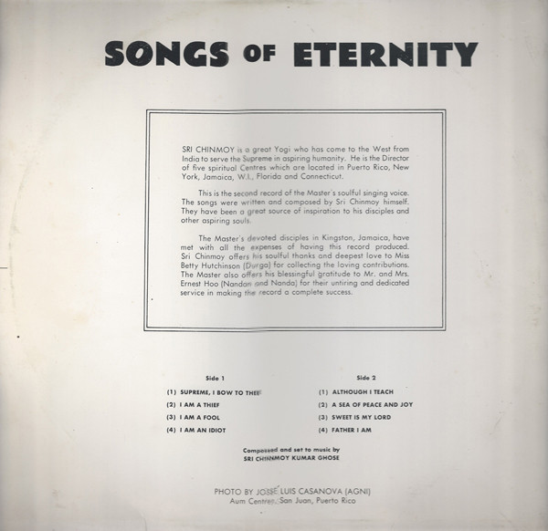 descargar álbum Sri Chinmoy Kumar Ghose - Songs Of Eternity