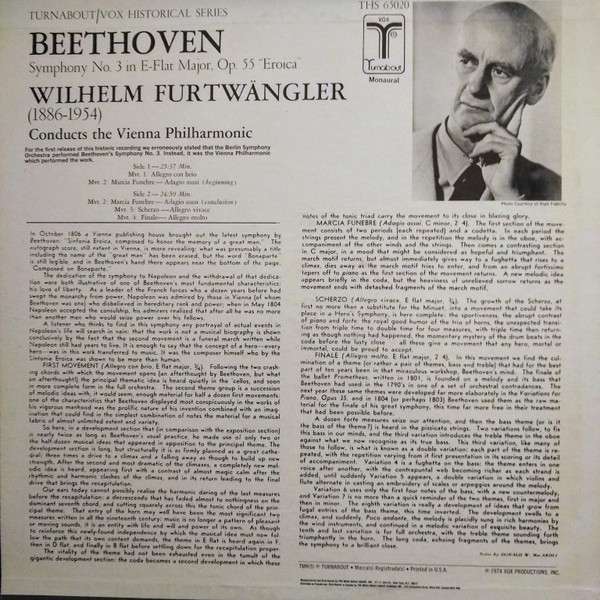télécharger l'album Beethoven, Furtwängler, Vienna Philharmonic Orchestra - Symphony No 3 Eroica