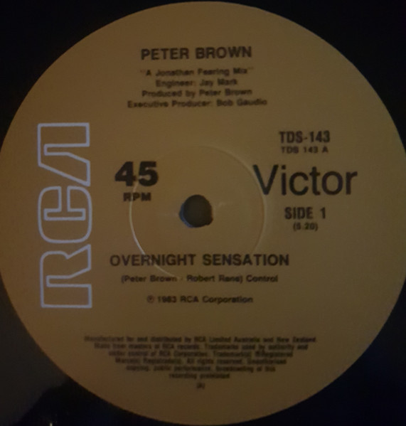 Peter Brown – Overnight Sensation (1984, Vinyl) - Discogs