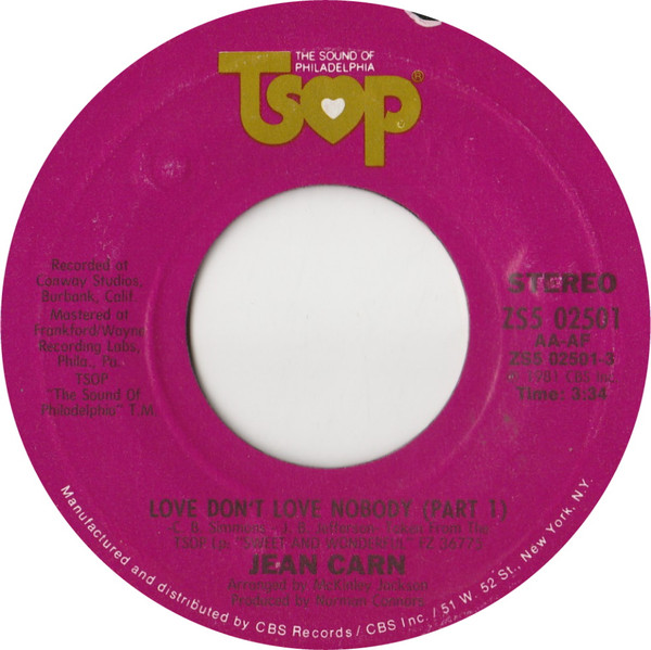 Jean Carn – Love Don't Love Nobody (1981, Santa Maria Pressing ...