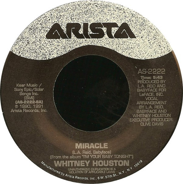 Whitney Houston – Miracle (1991, Vinyl) - Discogs