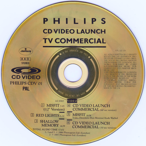 No Artist / Curiosity Killed The Cat – Philips CD Video Launch TV Commercial / Misfit (1987, CDV) - Discogs