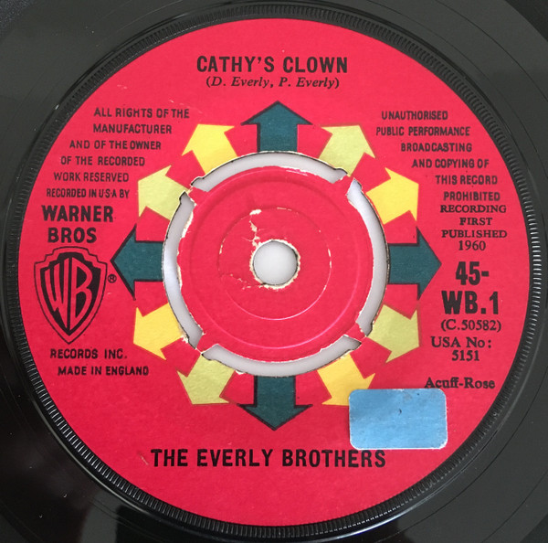 The Everly Brothers – Cathy's Clown (1960, Vinyl) - Discogs