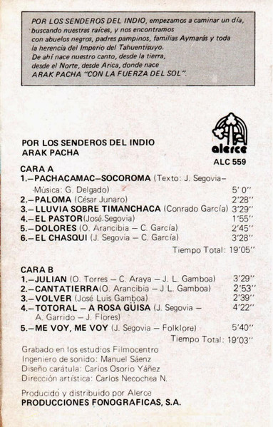 Arak Pacha Por Los Senderos Del Indio Releases Discogs