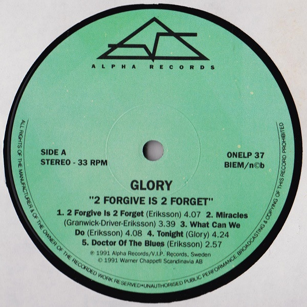 Glory – 2 Forgive Is 2 Forget (1991, Vinyl) - Discogs