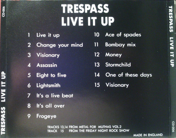 Trespass – Live It Up (CD) - Discogs