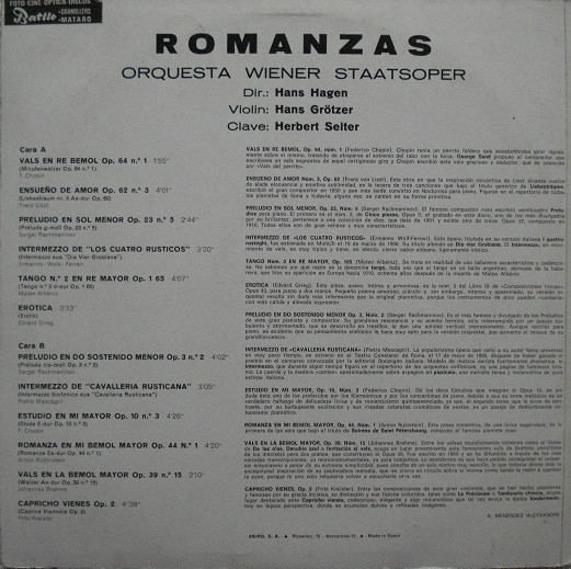 télécharger l'album Orchester Der Wiener Staatsoper - Romanzas
