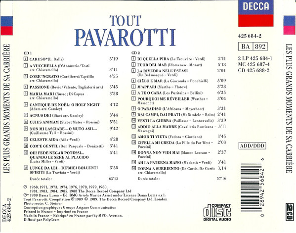 ladda ner album Pavarotti - Tout Pavarotti Les Plus Grands Moments De Sa Carrière