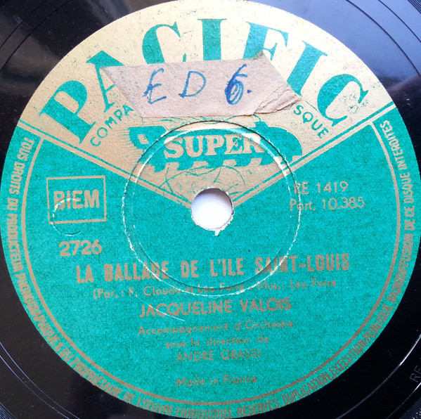 télécharger l'album Jacqueline Valois - La Ballade De LIle Saint Louis Monsieur Le Consul A Curityba