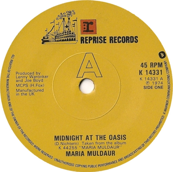 Maria Muldaur Midnight At The Oasis (1974, Solid Centre, Vinyl) Discogs