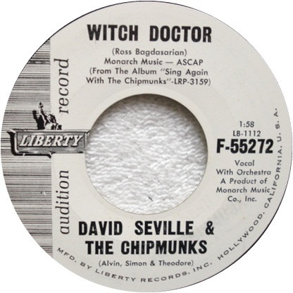 Inconsistent Dot Mona Lisa David Seville & The Chipmunks – Witch Doctor (1960, Vinyl) - Discogs