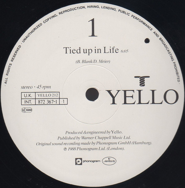 Yello - Tied Up | Mercury (YELLO 212) - 3