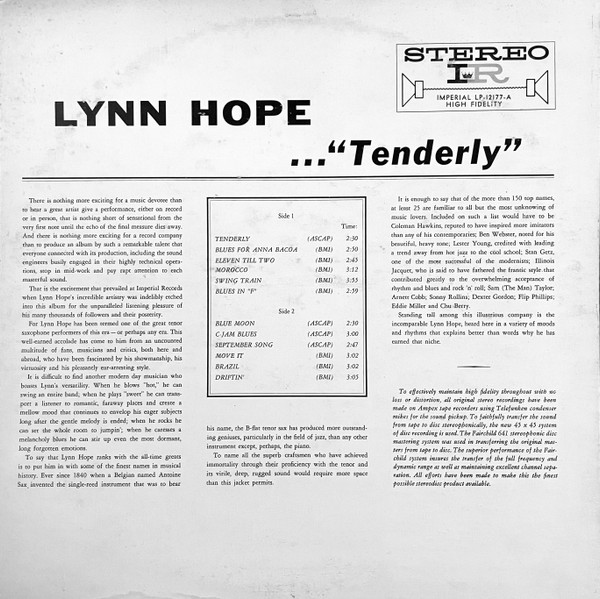 descargar álbum Lynn Hope - Tenderly