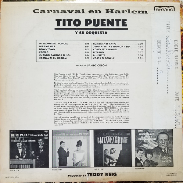 télécharger l'album Tito Puente Y Su Orquesta - Carnaval En Harlem