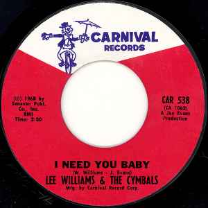 Lee Williams And The Cymbals - I Need You Baby / Shing-A-Ling U.S.A. album cover