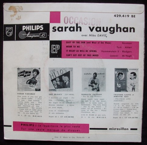 descargar álbum Sarah Vaughan Avec Miles Davis - Sarah Vaughan Avec Miles Davis