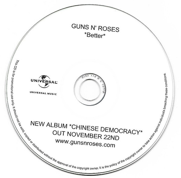 Better promo de Guns N' Roses, CD single con avefenixrecords -  Ref:2300093604