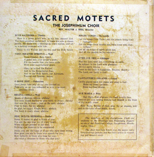 descargar álbum The Josephinum Choir - Sacred Motets