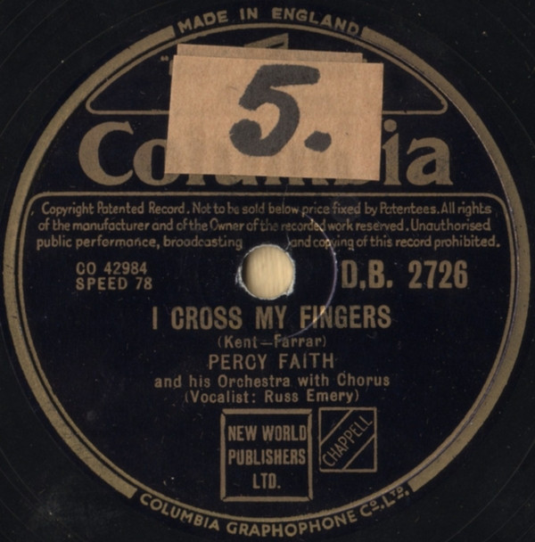 descargar álbum Percy Faith And His Orchestra And Chorus Mitch Miller And His Orchestra With Chorus - I Cross My Fingers Tzena Tzena Tzena