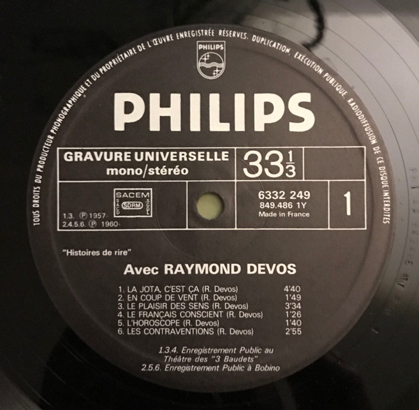 lataa albumi Raymond Devos - Histoires De Rire