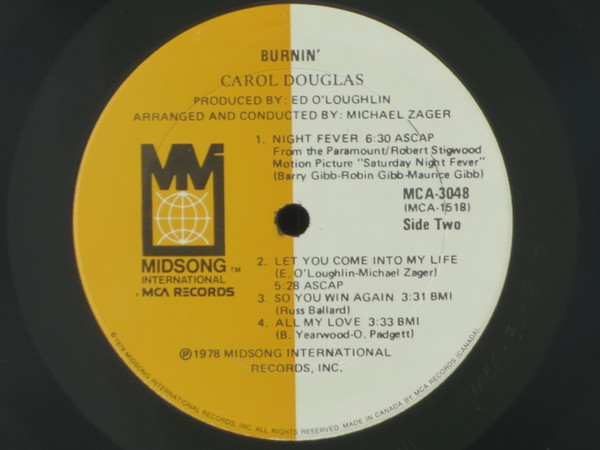 Carol Douglas - Burnin' | Midsong International (MCA-3048) - 5