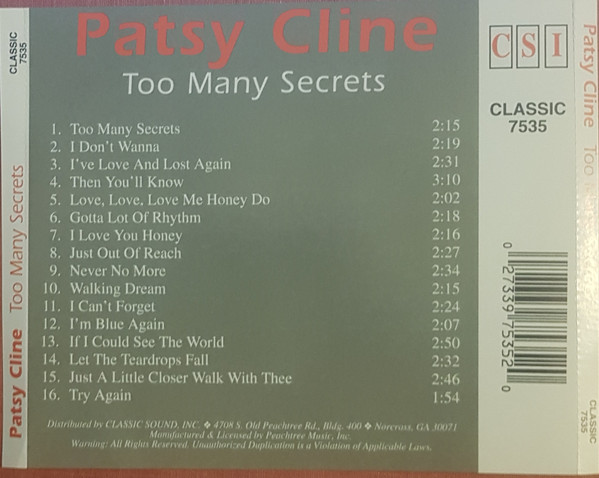 télécharger l'album Patsy Cline - Too Many Secrets