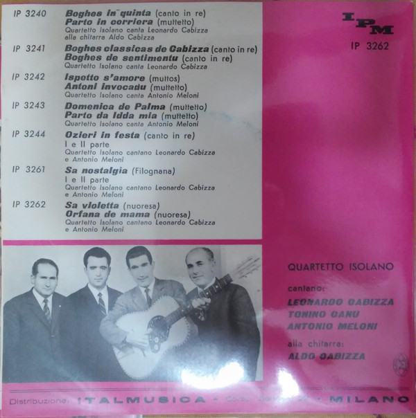 last ned album Quartetto Isolano Cantano Leonardo Cabizza E Antonio Meloni - Sa Violetta Nuoresa Orfana De Mama Nuoresa