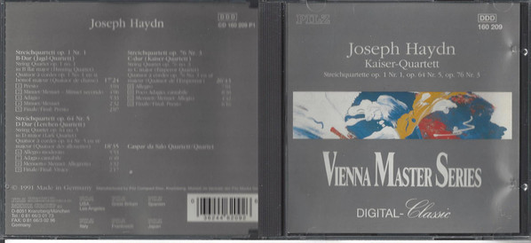 last ned album Joseph Haydn - Kaiser Quartett Streichquartette Op 1 Nr 1 Op 64 Nr 5 Op 76 Nr 3